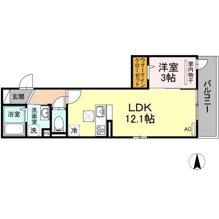 セジュールコートHARA(1LDK/3階)の間取り写真