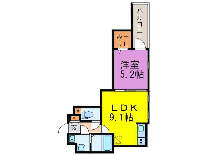アルヴィータ博多(1LDK/2階)の間取り写真