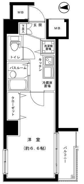 グランフォース蔵前(1K/8階)の間取り写真