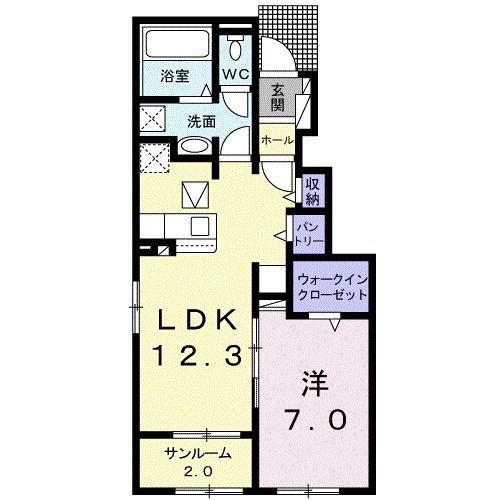 レーヌ壱番館(1LDK/1階)の間取り写真