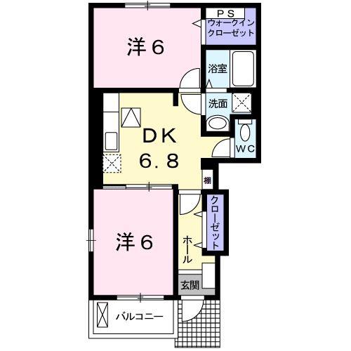 ヴァンベール V(2DK/1階)の間取り写真
