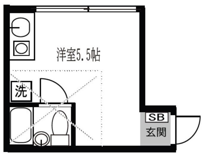 あすかアパートメント中台(ワンルーム/2階)の間取り写真