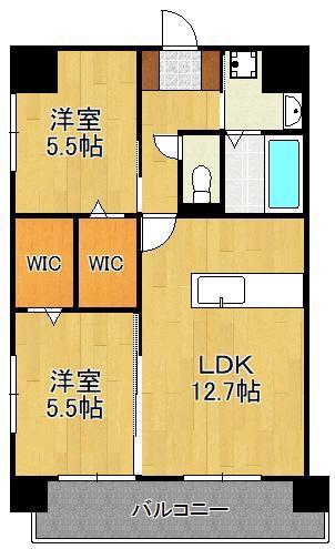 KSK南小倉コアプレイス(2LDK/8階)の間取り写真