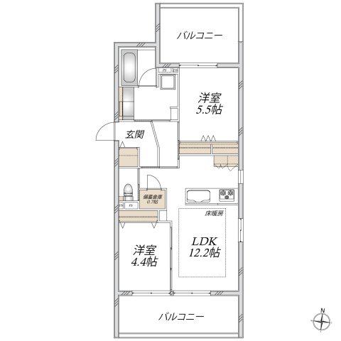 ENCLAVE エンクレイブ(2LDK/2階)の間取り写真
