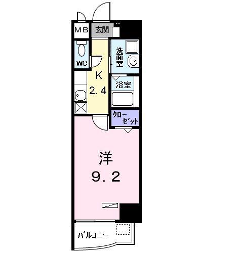 プラシードYS(1K/7階)の間取り写真