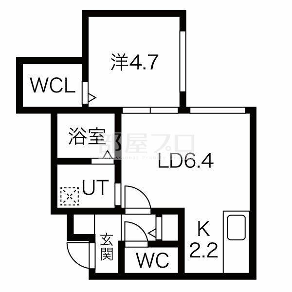 レンブラント西町(1LDK/3階)の間取り写真