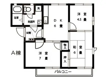 シルキーウインドA(3DK/1階)の間取り写真