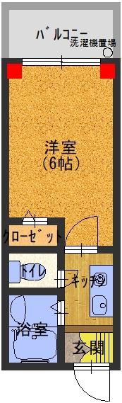 カーサ大和田(1K/2階)の間取り写真