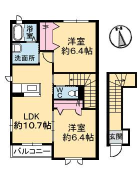 シャーメゾンマルシェ(2LDK/2階)の間取り写真