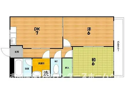 大塚ハイツ(2DK/3階)の間取り写真