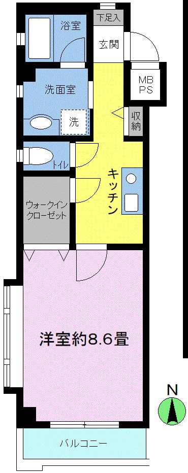 フレグランス(1K/2階)の間取り写真