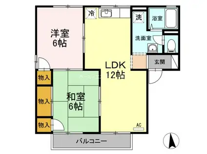 グリーンハイツ A棟(2LDK/2階)の間取り写真