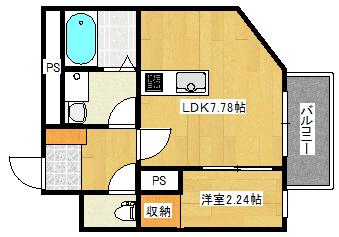 MOVE庚午北壱番館(1DK/3階)の間取り写真
