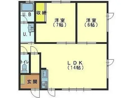 ホリミハイツ(2LDK/1階)の間取り写真