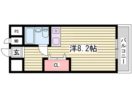 第2赤松コーポ(ワンルーム/2階)の間取り写真