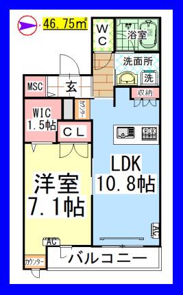 AF コワフール(1LDK/3階)の間取り写真