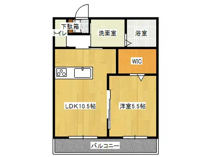 ルミナーレB棟(1LDK/1階)の間取り写真