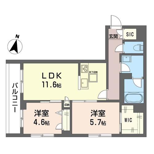 シャーメゾンベレオ千川(2LDK/1階)の間取り写真