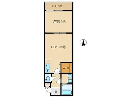 フジパレス駒林(1LDK/1階)の間取り写真