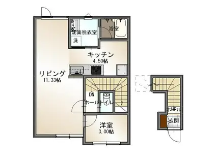 ポテト3(1LDK/2階)の間取り写真