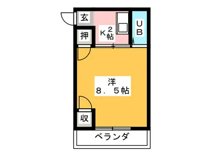 ノースフィールド(1K/2階)の間取り写真