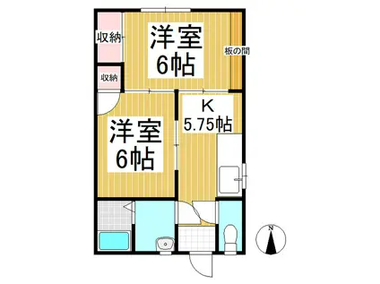 Kビル(2K/2階)の間取り写真