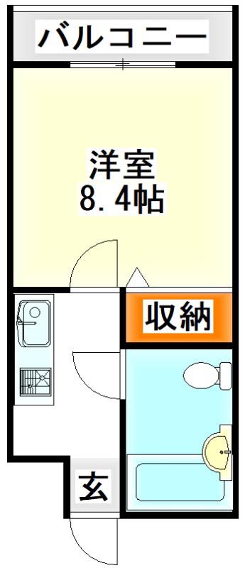 フラット7(1K/2階)の間取り写真