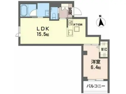 シャーメゾンプレミアム日向(1LDK/1階)の間取り写真