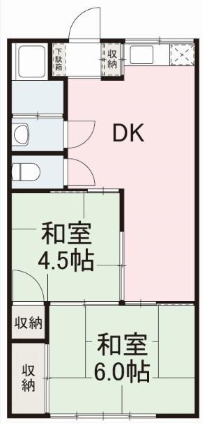 寺町マンション(2DK/2階)の間取り写真