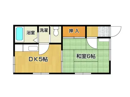 シャトー津田II(1DK/1階)の間取り写真