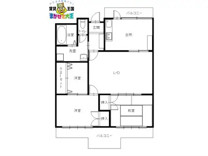シャンドゥブレ夫婦川 SINCE 1980(2SLDK/1階)の間取り写真