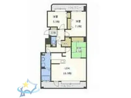 ダイアパレスガレリアシティウエストウィング(3LDK/8階)の間取り写真