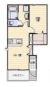 LOTUS小松2(1LDK/1階)の間取り写真