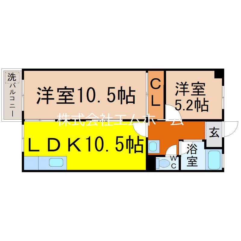 唐山ビル(2LDK/4階)の間取り写真