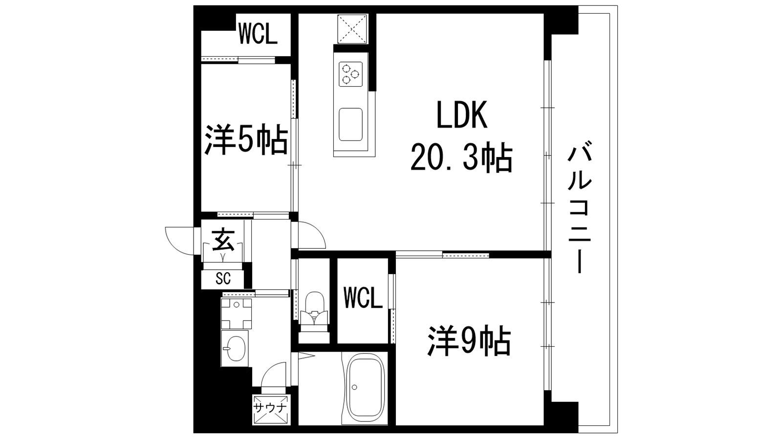 プレジオ宝塚ASIAN(2LDK/3階)の間取り写真