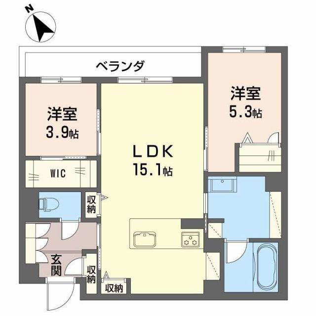 WITHPLUS天保山公園(2LDK/3階)の間取り写真