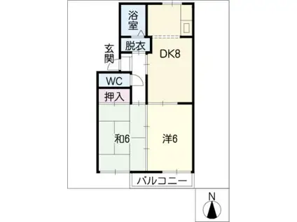 コーポグリーン(2DK/2階)の間取り写真