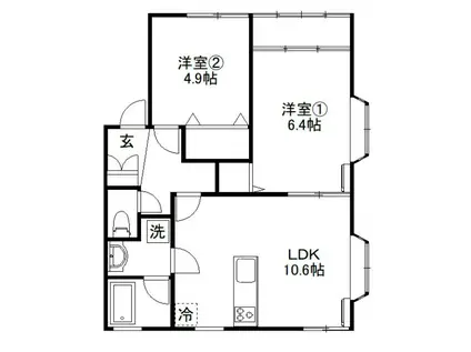アステオン(2LDK/2階)の間取り写真