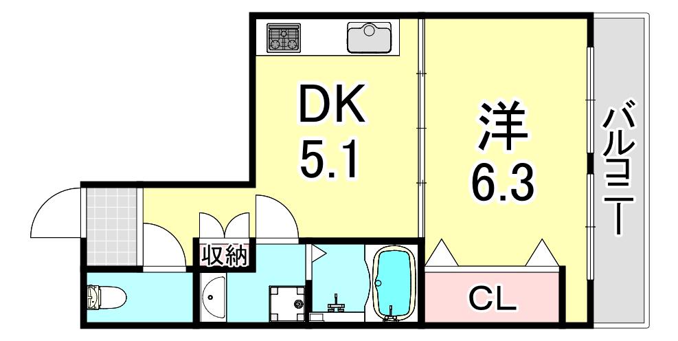 坂上コーポラス(1DK/4階)の間取り写真