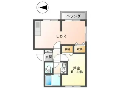 メゾン新山口II(1LDK/4階)の間取り写真