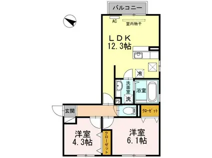 CASA FELICE A棟(2LDK/1階)の間取り写真