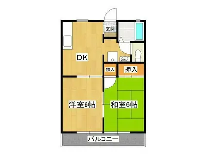 セジュールイン牛久(2DK/2階)の間取り写真