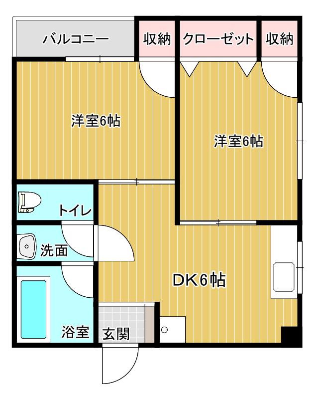 富士ビル(2DK/3階)の間取り写真