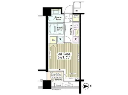 六本木エムケイアートレジデンス(1K/2階)の間取り写真