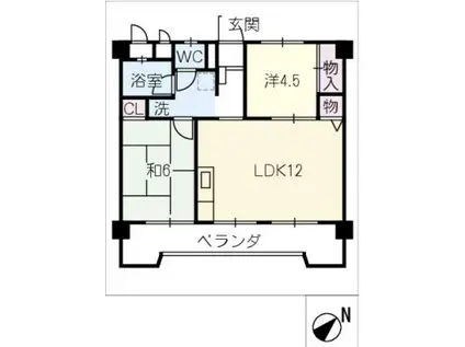 アベニュー日名公園(2LDK/3階)の間取り写真
