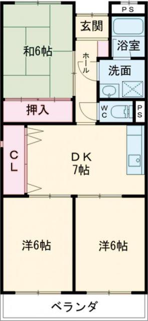 コーポサンライズ(3DK/2階)の間取り写真