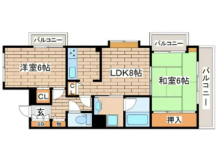 アプリーレ北青木(2LDK/2階)の間取り写真