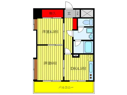 西川口朝日マンション(2DK/7階)の間取り写真