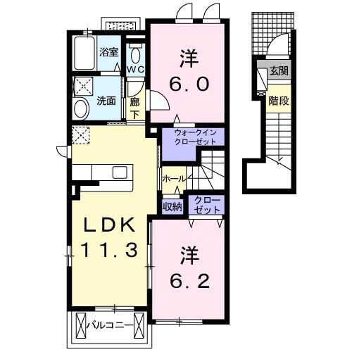 モンブランA(2LDK/2階)の間取り写真