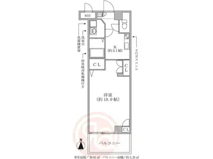 フォレスト西道頓堀(1K/2階)の間取り写真